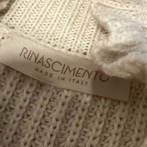 📍RINASCIMENTO Ivory Ruffled Knit Sweater – Romantic Texture size S/M - Picture 2 of 15